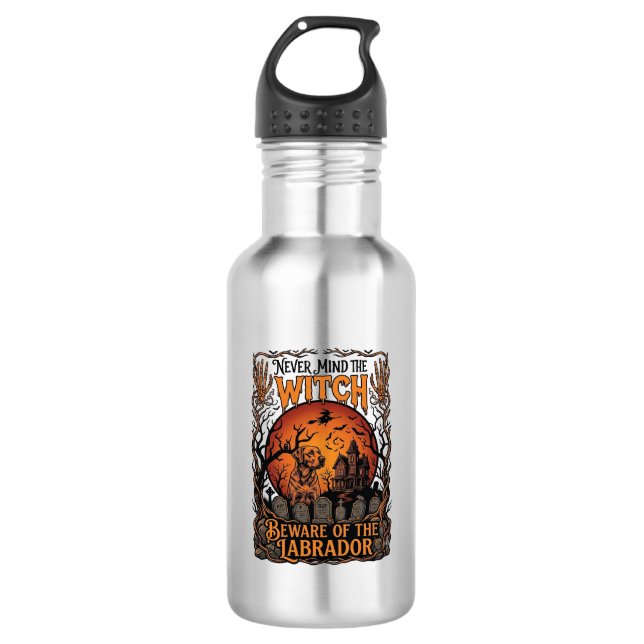 Botella De Agua No importa Bruja Cuidado Labrador Halloween Embruj (Anverso)