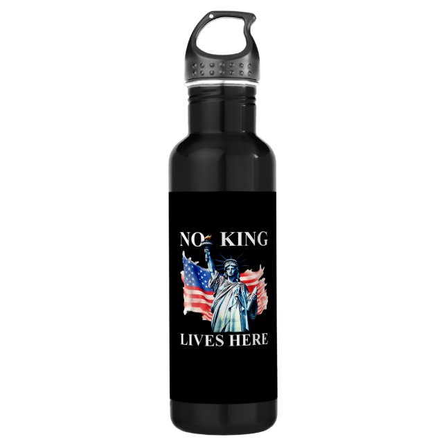 Botella De Agua No King Lives in America Freedom Flag Patriotic (Anverso)