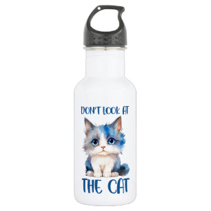 Botella De Agua No mires al gato - Adorable gatito azul