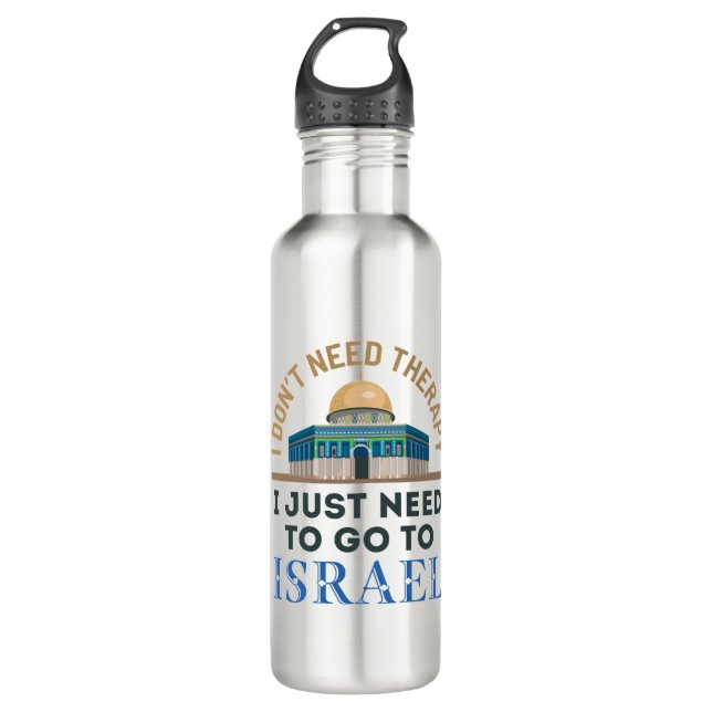 Botella De Agua No necesito terapia, solo necesito ir a Israel (Anverso)