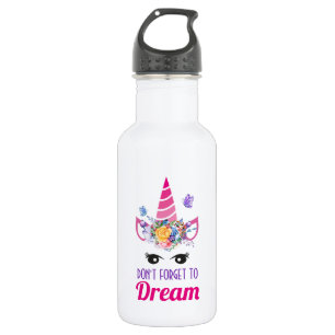 Botella De Agua No olviden soñar con unicornio rosa