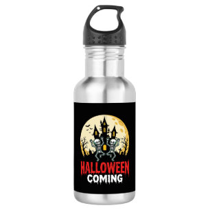 Botella De Agua Noche de Brujas Esqueletos Bailando Castillo Embru