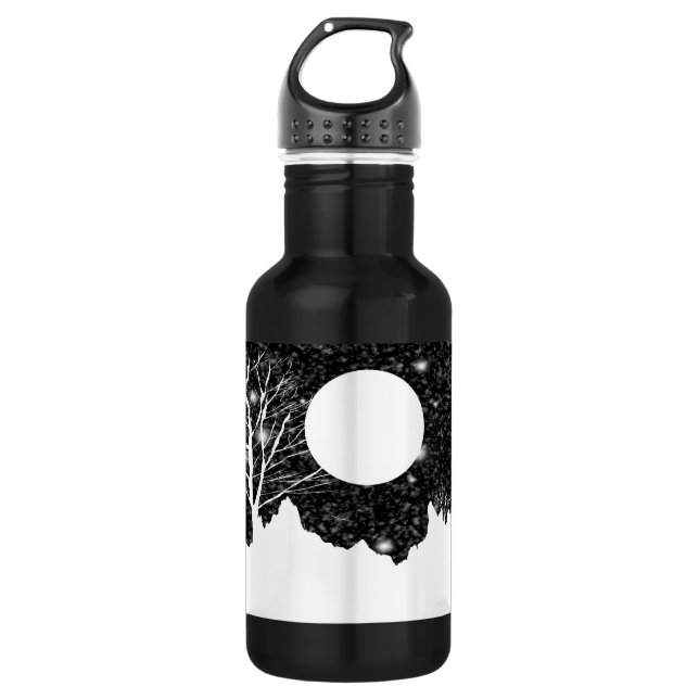 Botella De Agua Noche de invierno con luna llena - (Anverso)