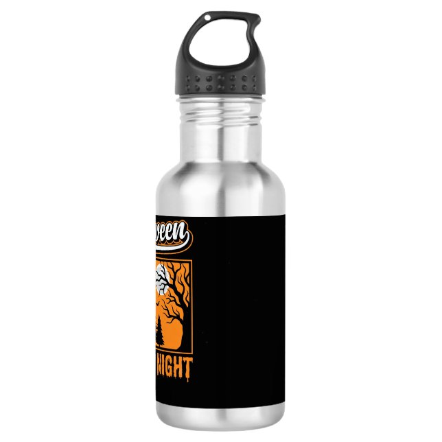 Botella De Agua Noche de Terror de Halloween Bosque Fantasma Retro (Anverso)