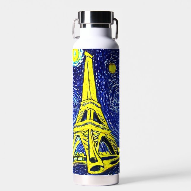 Botella De Agua Noche estrellada París Francia (Delantero)