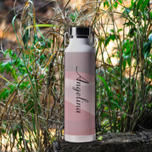 Botella De Agua Nombre abstracto beige rosado