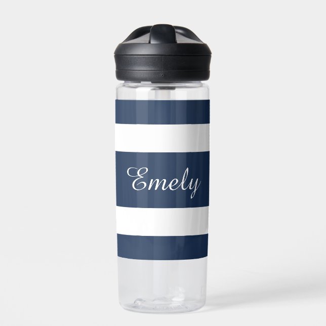 Botella De Agua Nombre azul moderno (Delante)