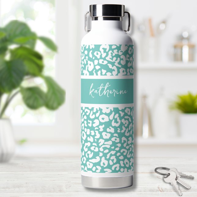Botella De Agua Nombre Bonito y de Moda (Modern Leopard Name Water Bottle)