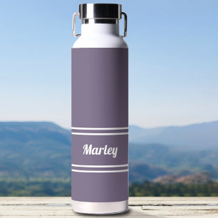 Botella De Agua Nombre Clásico Minimalista Moderno Ciruela Púrpura