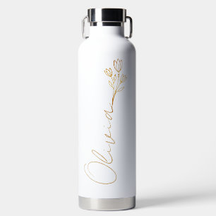 Botella De Agua Nombre con flor