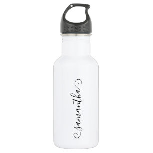Botella De Agua Nombre con rizo lindo negro Signature