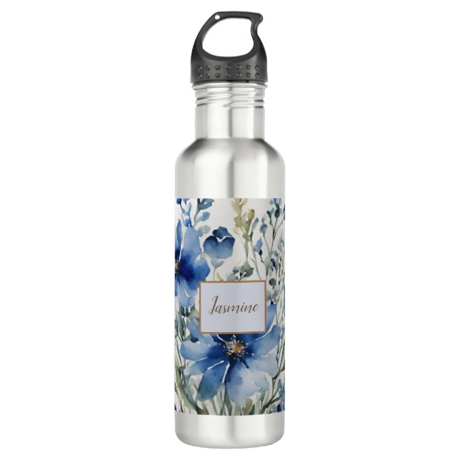 Botella De Agua Nombre de adición de floral profesional moderno (Anverso)