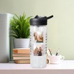 Botella De Agua Nombre de amigos del collage de fotos<br><div class="desc">Personaliza y agrega 6 fotos de amigos. Añade tu nombre y apellidos con letras negras.</div>