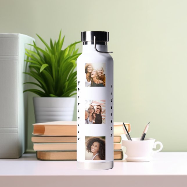Botella De Agua Nombre de amigos del collage de fotos (Subido por el creador)