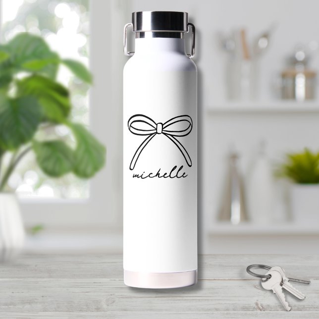 Botella De Agua Nombre de arco dibujado a mano minimalista (Minimalist Hand Drawn Bow Name Water Bottle)