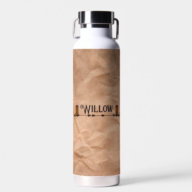 Botella De Agua Nombre de Boots de Cowboy (Delantero)