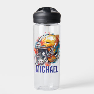 Botella De Agua Nombre de Casco de Fútbol Motivacional Inspirador