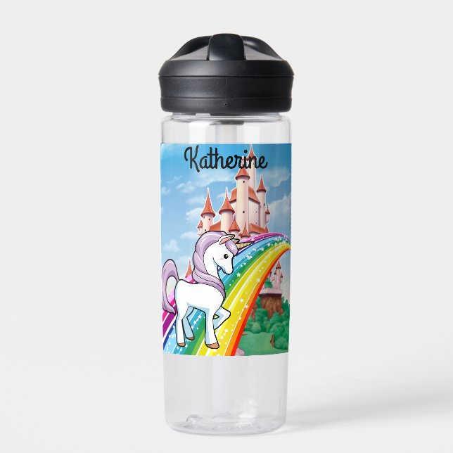 Botella De Agua Nombre de Chica personalizado UNICORN personalizad (Delante)