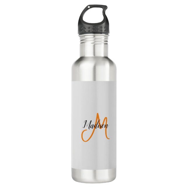 Botella De Agua Nombre de escritura a mano moderno monogramado ini (Anverso)