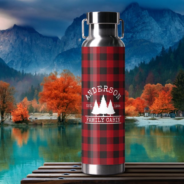 Botella De Agua Nombre de familia de la cabina Red Buffalo Tapado (Customize to change text size or text style.)