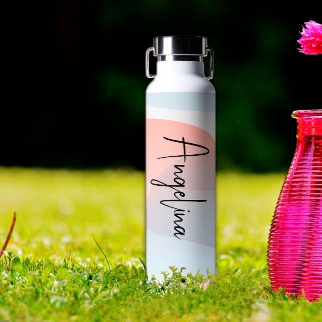 Botella De Agua Nombre de gradiente simple rosa azul claro (Subido por el creador)