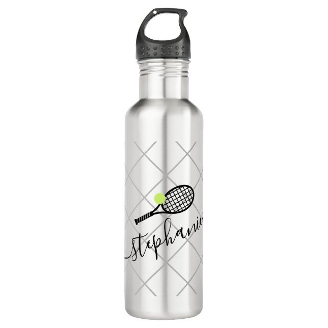 Botella De Agua Nombre de guión de tenis personalizado (Anverso)