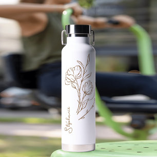 Botella De Agua Nombre de guión dorado personalizado