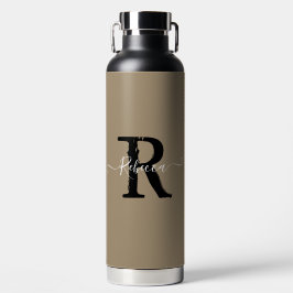 Botella De Agua Nombre de guión monograma de tazas modernas