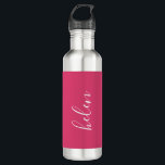 Botella De Agua Nombre de guión Personalizado de regalo personaliz<br><div class="desc">Una magnífica botella de agua con un nombre personalizado en un estilo de letra moderno y elegante. En rosa y blanco. Maravilloso como Día de la Madre,  vacaciones,  cumpleaños,  calentamiento de la casa o regalo de dama de honor.</div>