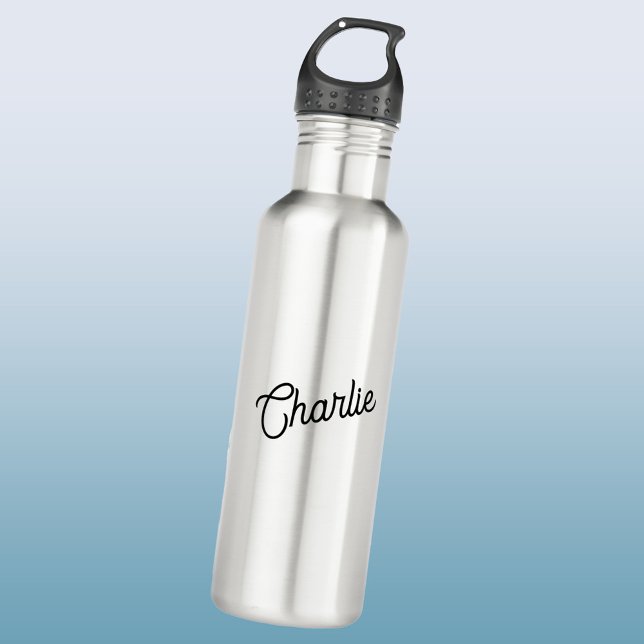 Botella De Agua Nombre de guión personalizado moderno (Personalized name modern script font stainless steel water bottle)
