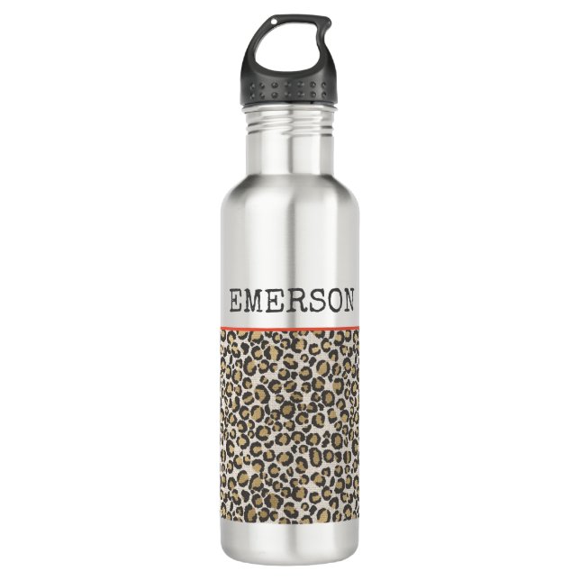 Botella De Agua NOMBRE de impresión de leopardo Nuetrals Moda de a (Anverso)