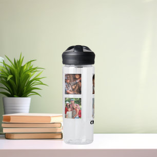 Botella De Agua Nombre de la familia del collage de fotos