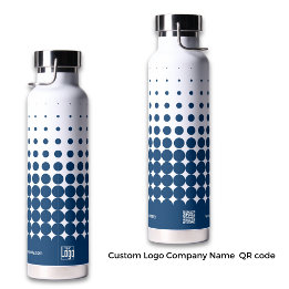 Botella De Agua Nombre de logotipo moderno código QR WWW Azul Blan