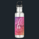 Botella De Agua Nombre de monograma del Purpurina arcoiris<br><div class="desc">Añade un toque de color a tu botella de agua con un arco iris purpurina con un nombre de monograma y guión. Personaliza con tu nombre, monograma, inicial o texto. Puede cambiar el color del texto y el estilo de fuente utilizando la opción personalizar it. Tenga en cuenta que el...</div>
