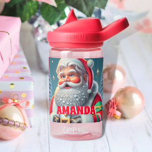 Botella De Agua Nombre de niño personalizado de Navidades de Santa