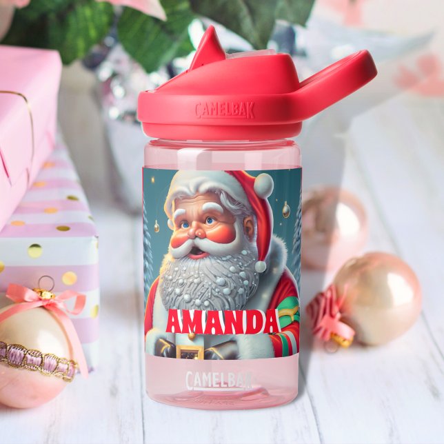 Botella De Agua Nombre de niño personalizado de Navidades de Santa (Subido por el creador)