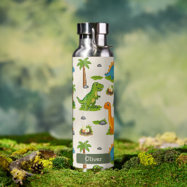 Botella De Agua Nombre de niños de dinosaurio lindo Escuela