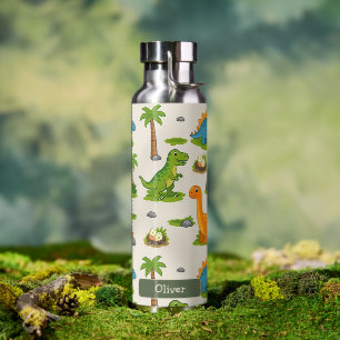 Botella De Agua Nombre de niños de dinosaurio lindo Escuela