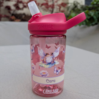 Botella De Agua Nombre de niños de Woodland Fairy Frog & Water Lil