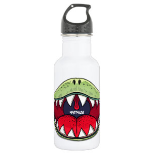 Botella De Agua Nombre de niños T-Rex Dinosaurio Boca Verde