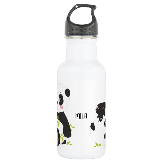 Botella De Agua Nombre de panda de corte (Anverso)
