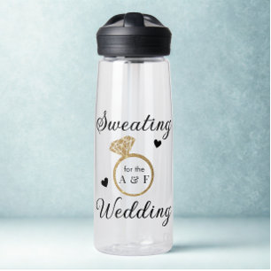 Botella De Agua Nombre de pareja de boda elegante Anillo de novi