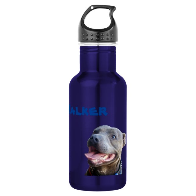 Botella De Agua Nombre de Walker con Staffy Bull Terrier, Botella  (Anverso)