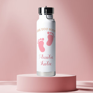 Botella De Agua Nombre del bebé rosado del personalizado Nos vemos