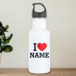 Botella De Agua Nombre del corazón<br><div class="desc">Escriba el nombre o texto deseado en la sección de nombres.</div>