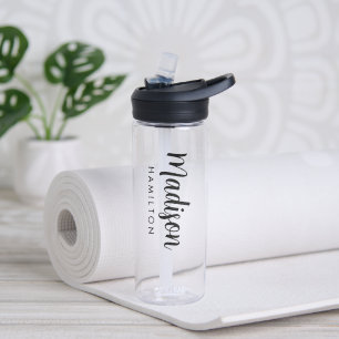 Botella De Agua Nombre del guión negro del personalizado
