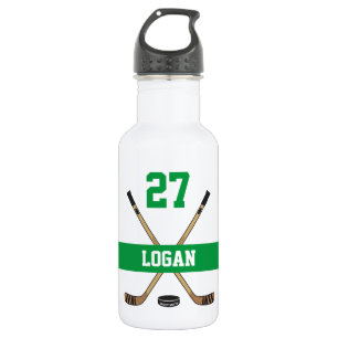 Botella De Agua Nombre del jugador de hockey personalizado número 
