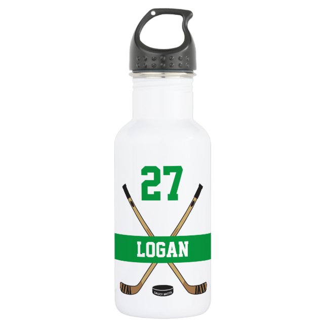 Botella De Agua Nombre del jugador de hockey personalizado número  (Anverso)