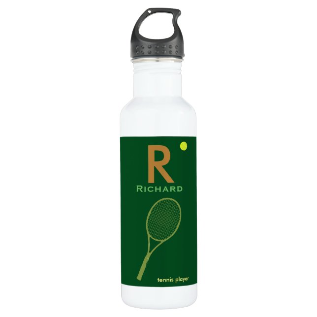 Botella De Agua nombre del jugador de tenis y primer personalizado (Anverso)