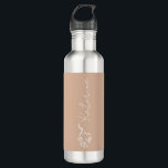 Botella De Agua Nombre floral rosa Rubor personalizado<br><div class="desc">Con un bonito diseño floral y su nombre elegido,  esta botella de agua es un regalo personalizado para cualquier ocasión.</div>